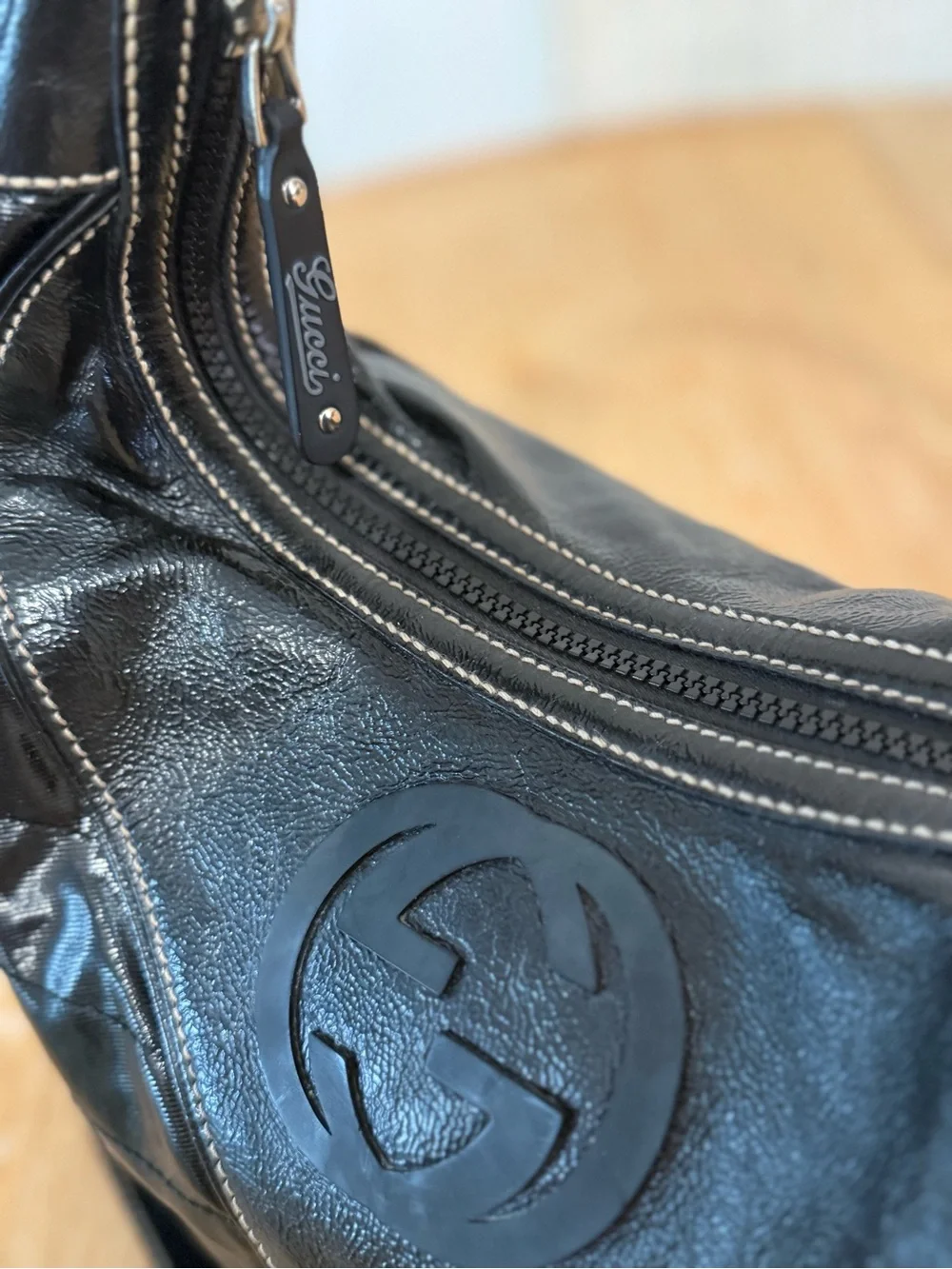 Gucci Snow Glam Bag Medium Hobo vintage Black crossbody